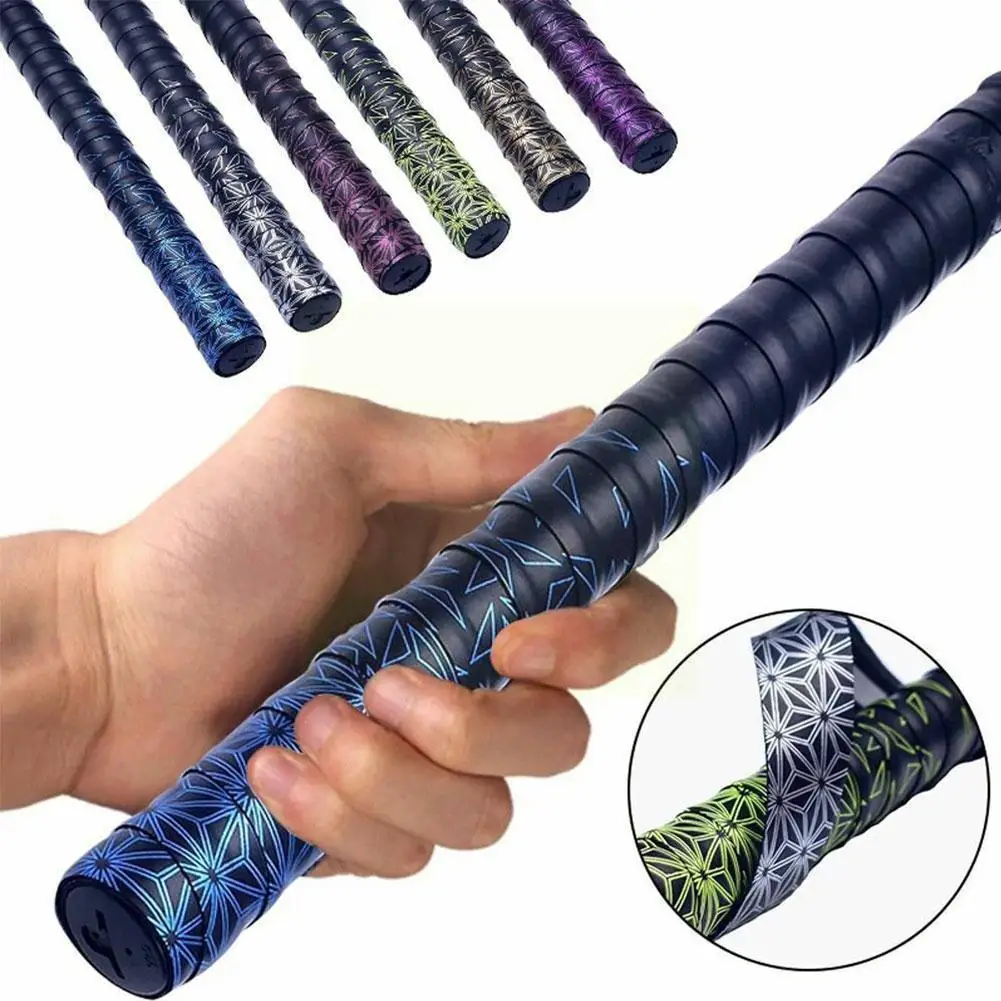 

Gradient Colorful Fishing Rod Wrapped With Strap Sweatband Racket Sweat Printed Elastic Anti-slip Tape Band Grip Badminton K5q0