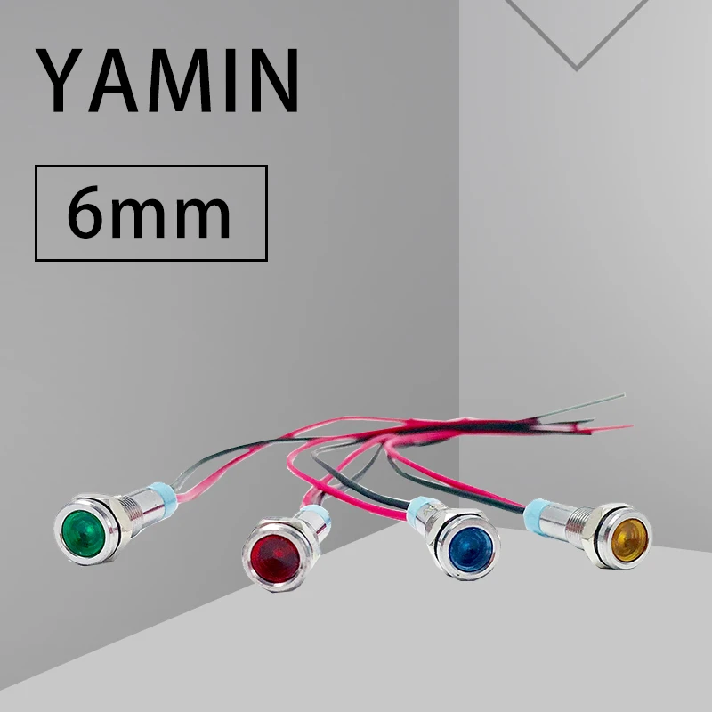 Светодиодный металлический индикатор светильник 6 мм Водонепроницаемая