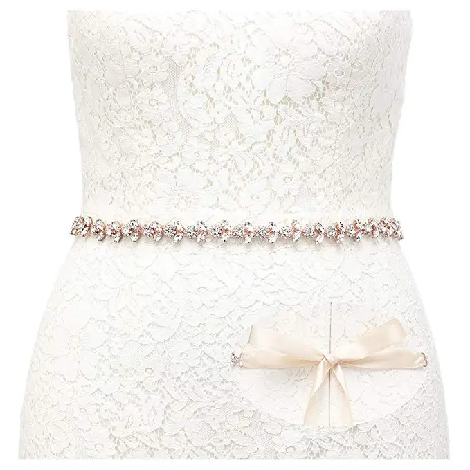 Bridal Belt 19Rose Стразы, свадебный пояс, розовый, золотистый, серебристый, цвета алмаза, кристалл, свадебный пояс для свадебного платья, свадебное украшение - Цвет: Bridal Belt 19Rose