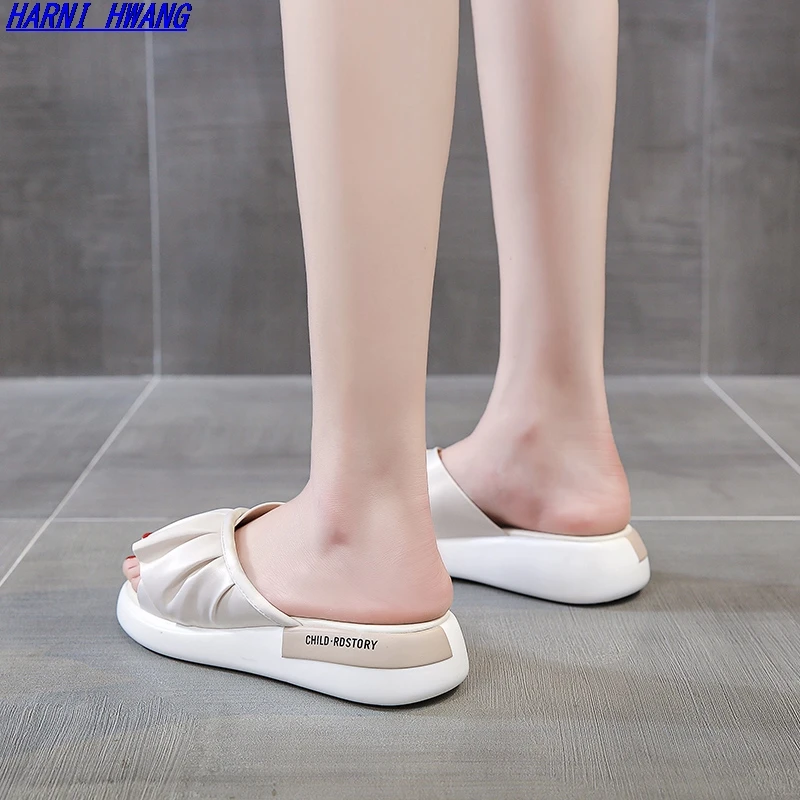 

Summer Bowknot Satin Fashion Women's Sandals and Slippers Soft Thick Sole Slippers Beach Outdoor Sandals Leisure Flip-flops