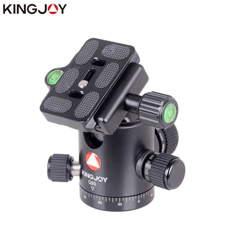 KINGJOY Official Q20 Tripod Head Ball Rotating Panoramic BallHead with plate 1/4" to 3/8" Screw for Monopod DSLR Camera |