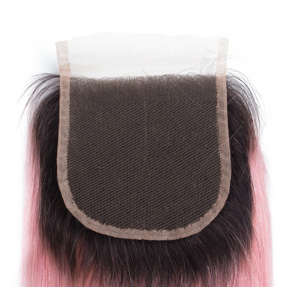 Maxglam бразильские волосы пучки с закрытием Омбре цвет 1b/Розовый прямой 3