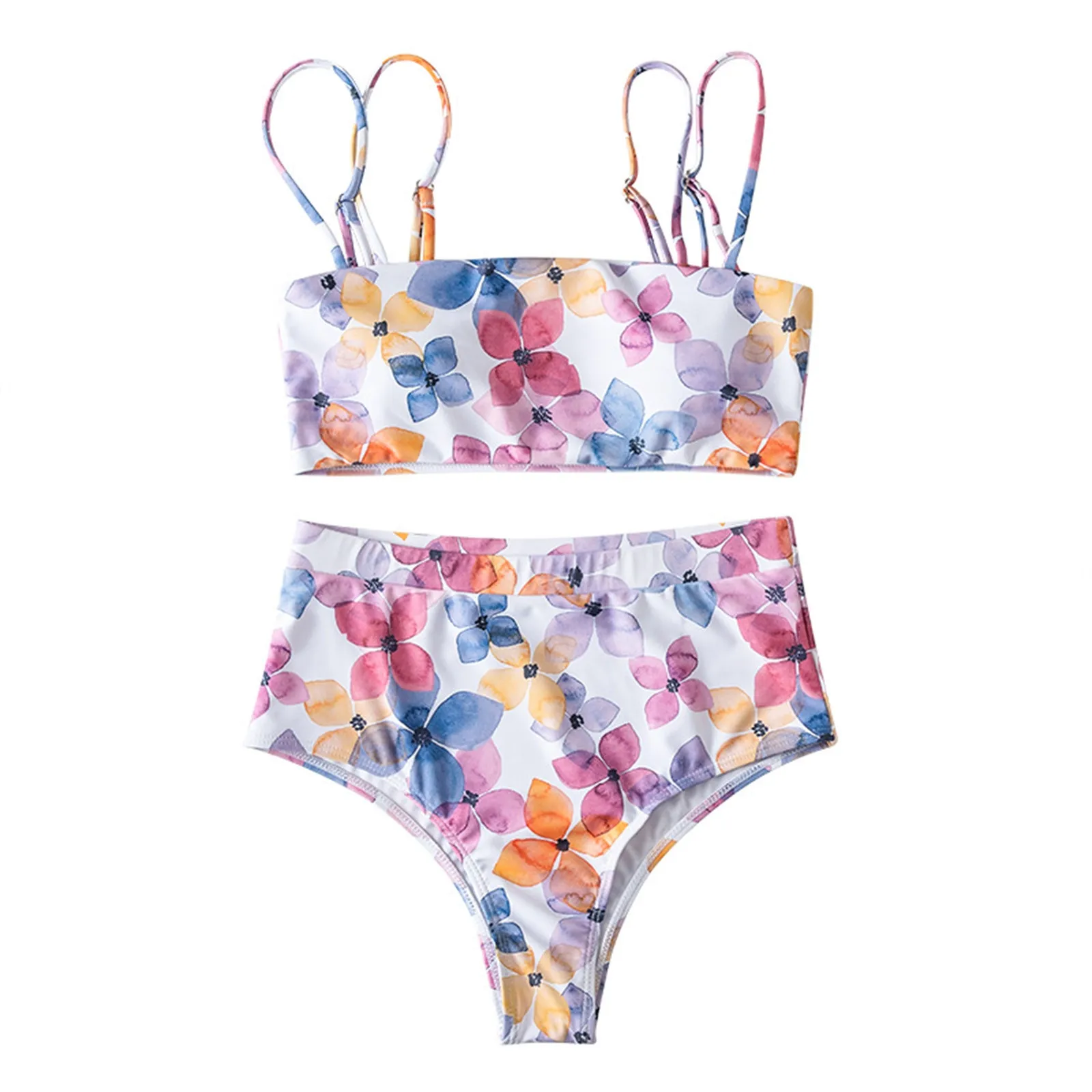 

vikinis para mujer 2020 hot summer swimsuits women Two Pieces Bandeau Bikini Swimsuits Off Shoulder High Waist Bathing Suit#G