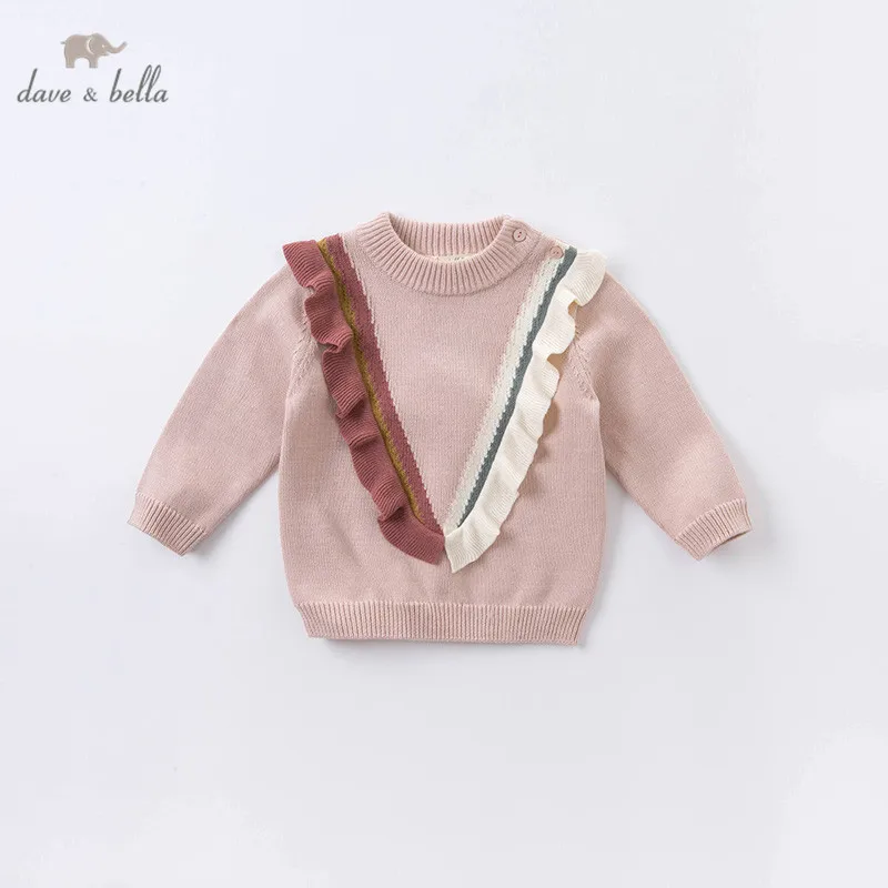 

Милый вязаный свитер с рюшами для маленьких девочек, Модный пуловер для детей, эксклюзивные топы для малышей, для осени, в стиле «dave bella»