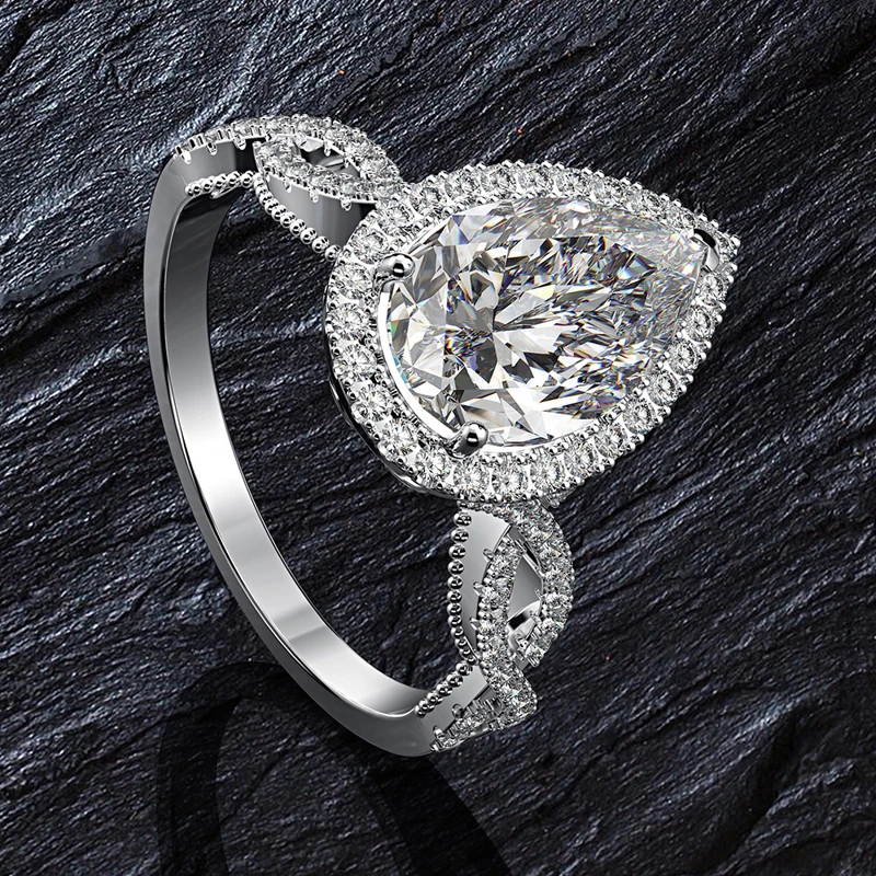OEVAS роскошное 100% 925 пробы Серебряное 6 карат груша созданное Moissanite драгоценный