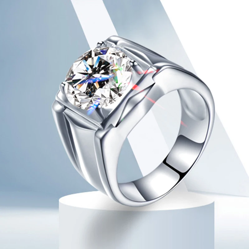 

Real 925 Sterling Silver Ring Men Luxury Retro Classic Exquisite Vintage Engagement Wedding Party Gift Diamond Gentleman Jewelry