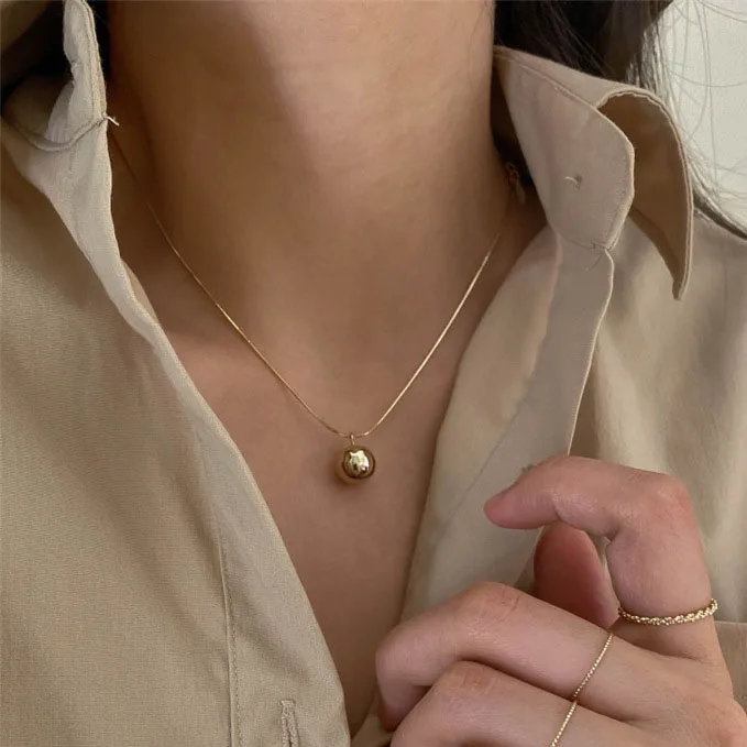 Маленькие круглые золотые ожерелья с шариками для женщин Модная бижутерия