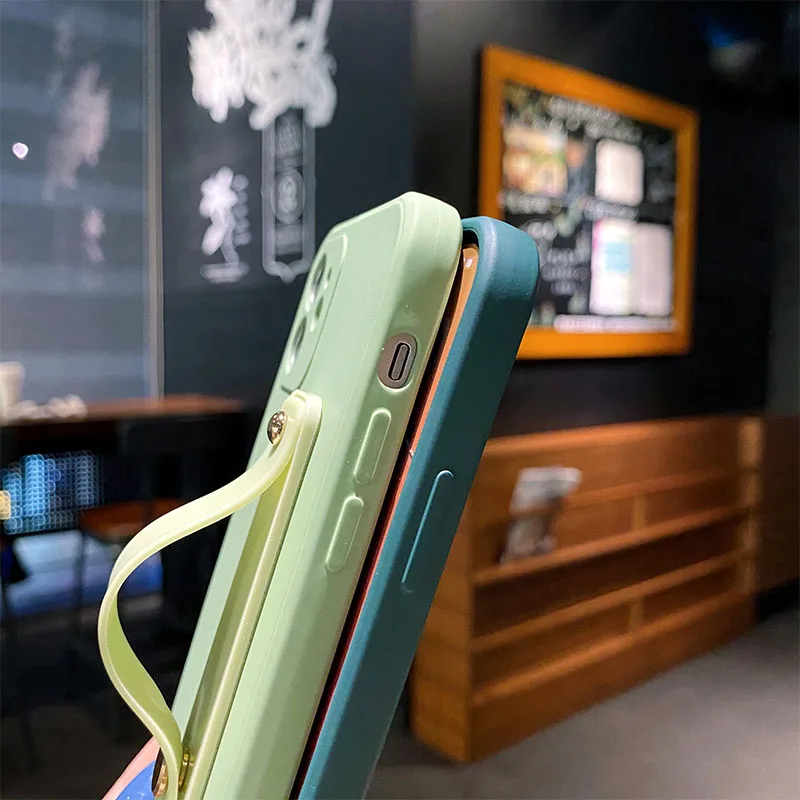 

Excellent Liquid Silicone Wrist Strap Phone Case For IPhone 12 Pro Mini XS Max 7 8 Plus Original Phone Holder For IPhone 11 XR X