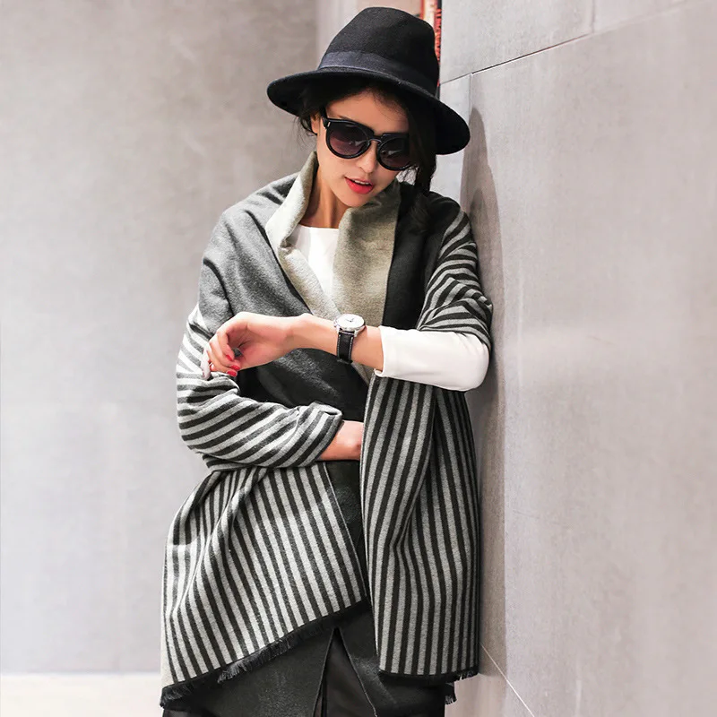 Новый элегантный темпераментный двухсторонний кашемировый шарф в Вертикальную