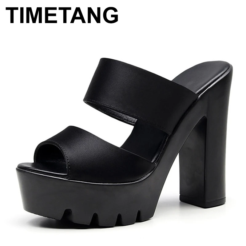 TIMETANG13cm на очень высоком каблуке женские сандалии 2019 новые модные толстой подошве