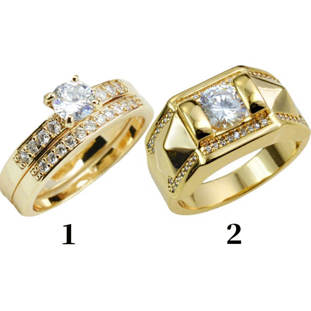 Набор из 18 каратного золота с фианитом набор для мужчин и женщин|Обручальные