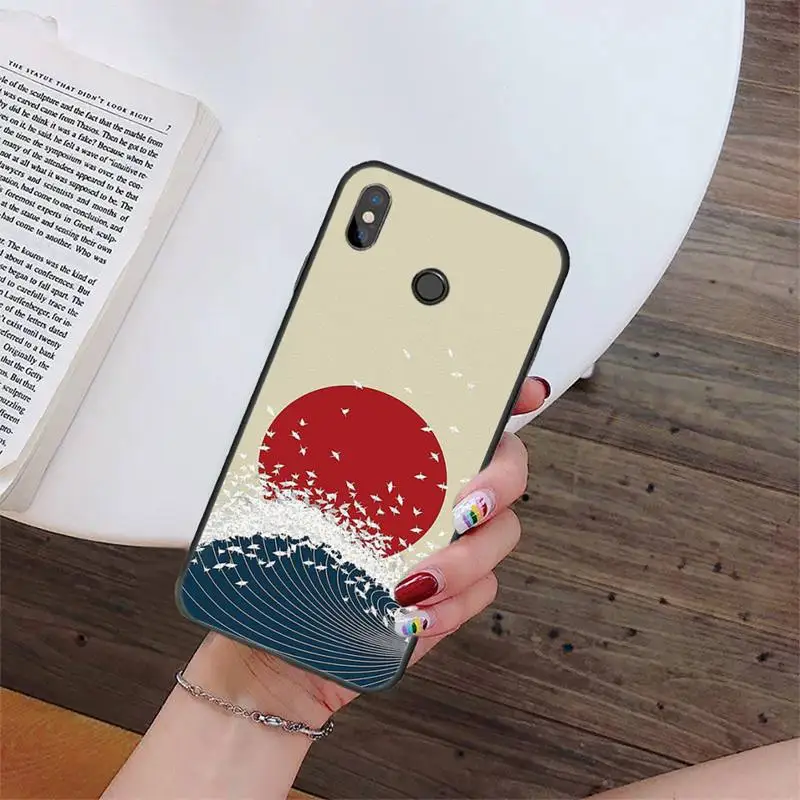 

Wave Art Japanese Green Illust Phone Case For Xiaomi Redmi 4x 5 plus 6A 7 7A 8 mi8 8lite 9 note 4 5 7 8 pro