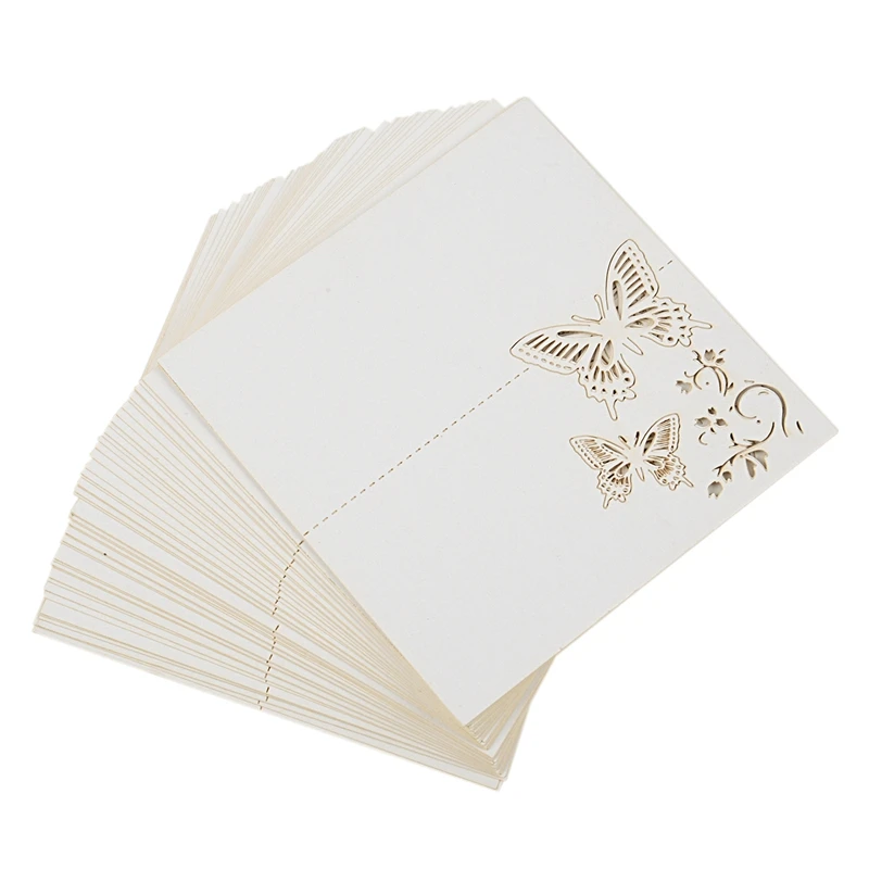 

50pcs Butterfly Paper Place Card Holder Name Cards Table Number for Wedding Event Party