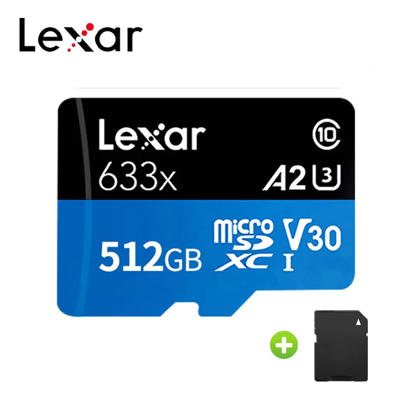 Lexar 633X слот для карт памяти 64 ГБ 128 ГБ 256 ГБ 512 Гб Micro SD карта SDXC 95 МБ/с. TF карты флэш накопитель usb для смартфонов - Емкость: 512GB-Adapter