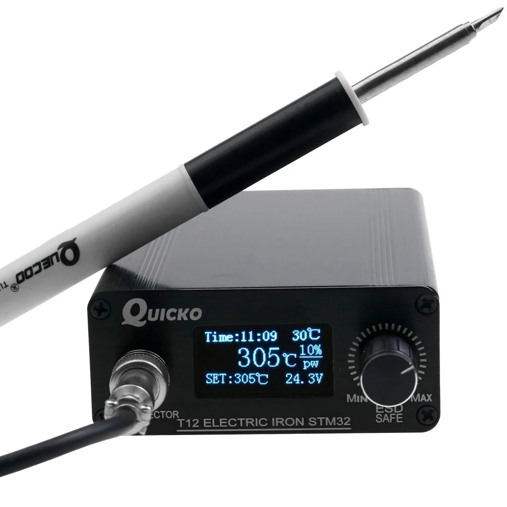 Паяльная станция QUICKO T12 паяльная STM32 с OLED-дисплеем пластиковой ручкой сварочные