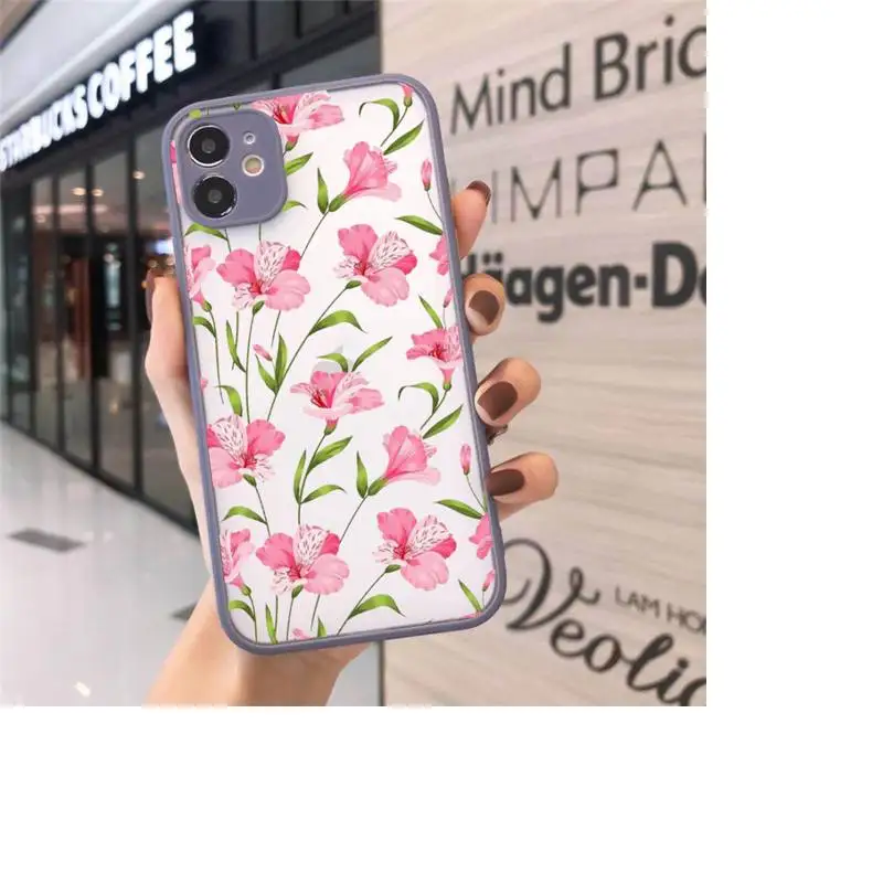 

Vintage Flower Leaves art pattern Phone Cases matte transparent For iphone 7 8 11 12 plus mini x xs xr pro max cover