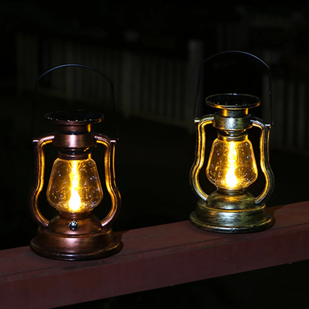 

Solar Powered Hanging Candle Light Retro LEDs Oil Lamp Flickering Flameless Solar Lantern Outdoor Hanging Lighting Garden Yard