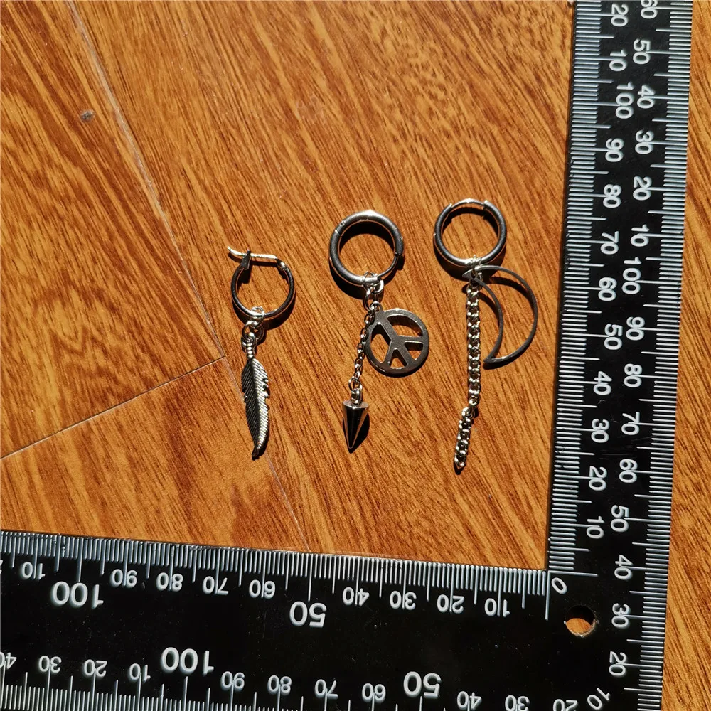 KPOP корейские серьги с крыльями из нержавеющей стали листьями и перьями Длинные