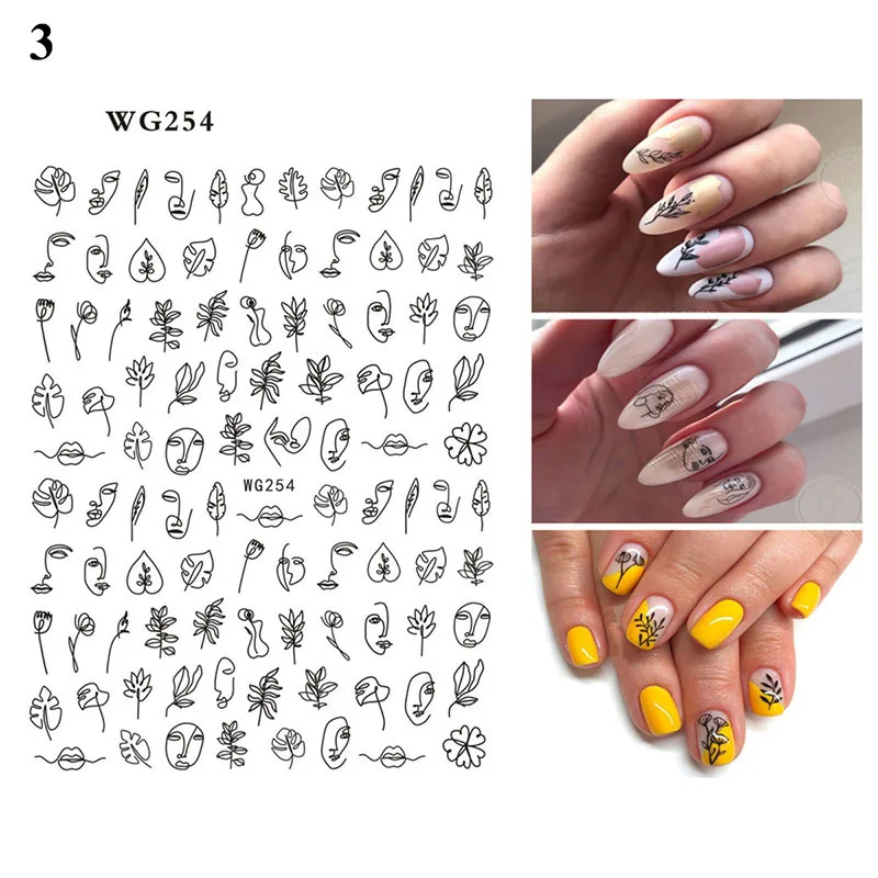 3D слайдеры с цветами наклейки для ногтей летние растения украшение маникюра