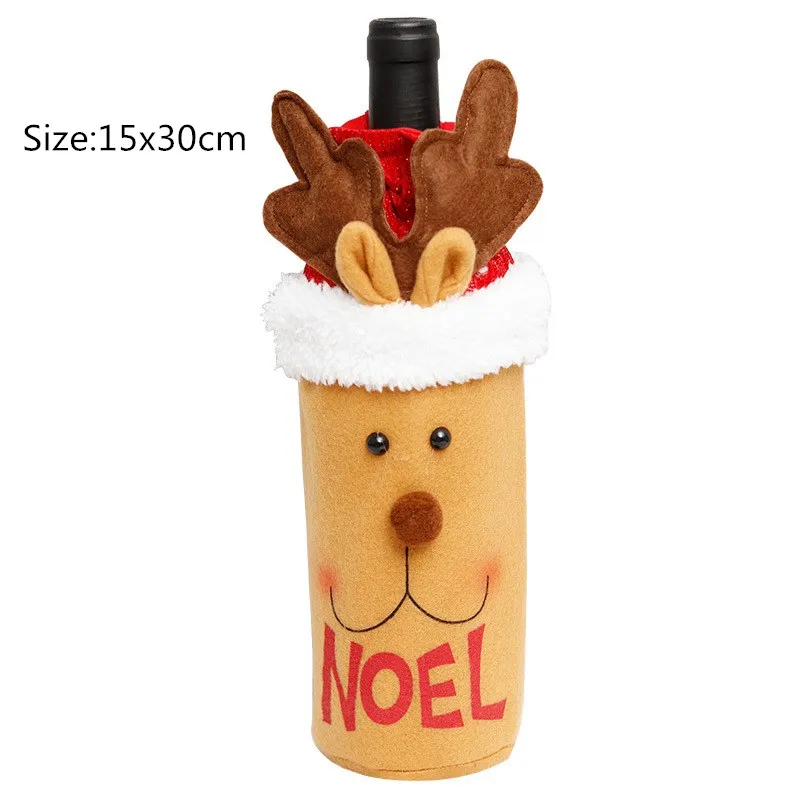 

1pcs New Year Santa Claus Snowman Wine Bottle Dust Cover Xmas Gift Noel Christmas Decorations for Home Dinner Table Decor