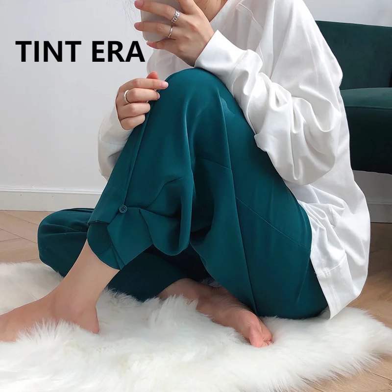 

Женские брюки с драпировкой TINT ERA, повседневные Прямые брюки с высокой талией, в Корейском стиле, Y2K