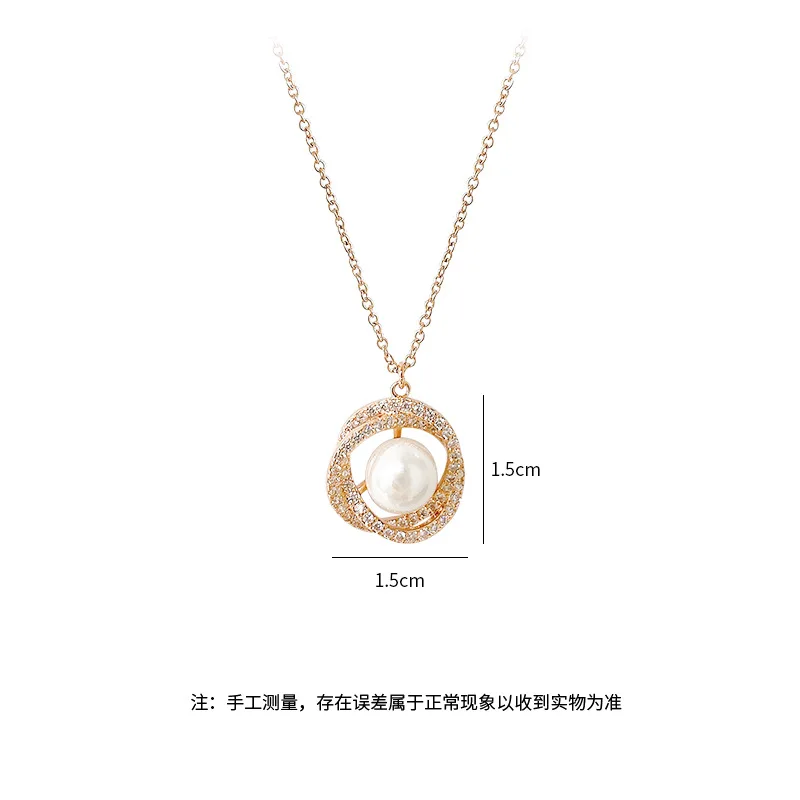 

Korean Style Pearl Necklace Female Personality Temperament Full Diamond Petal Clavicle Chain Ins Necklace