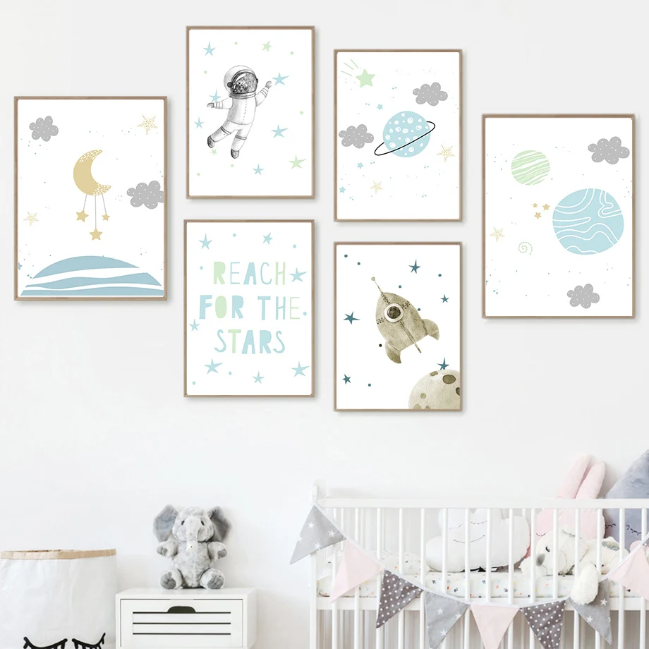 Настенная картина для детской комнаты космос звезда луна цитата Картина на