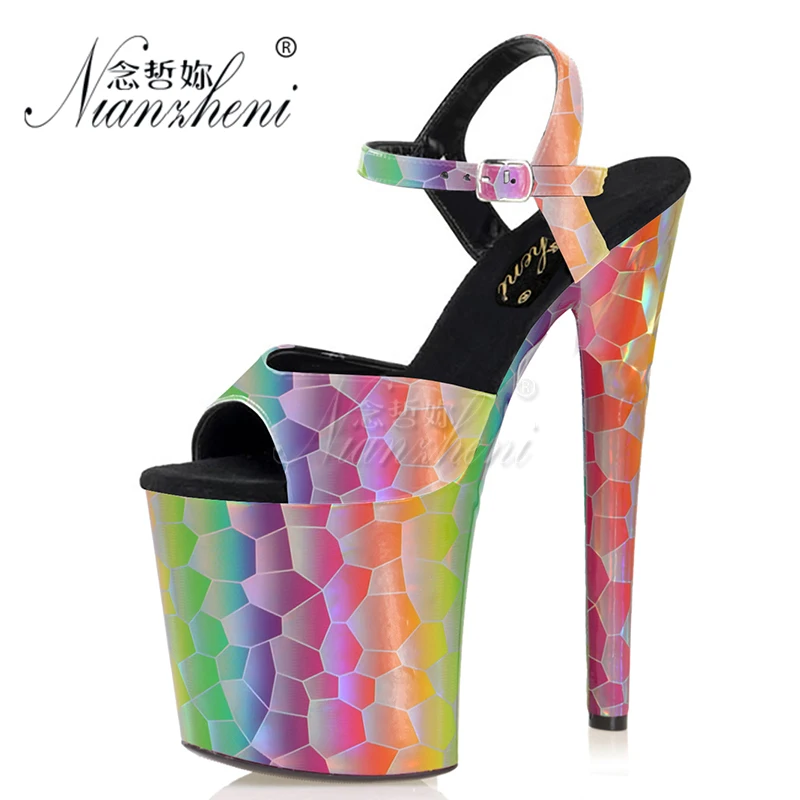 

20CM Peep toe Pole dance shoes Nightclub High heels Platform Models Sexy Show stripper heels Mature Elegant Full dress Lady