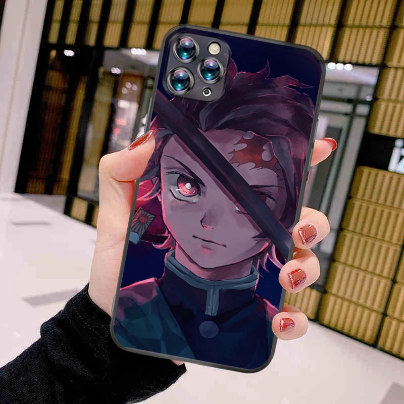 

Anime Demon Slayer Kimetsu Phone Case For iPhone 11 Pro MAX Telephone Soft Coque Personalised Luxury Cellphone Kawaii Designer
