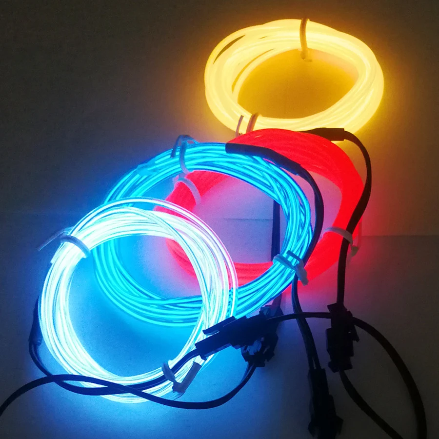 LED Neon Strip Light EL Wire Tape 5m USB 5V AAA Battery Glow Cafe Billboard Clothes Bike Car Halloween Decor | Лампы и освещение