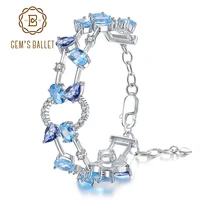 gems ballet 925 sterling silver multicolor natural sky blue topaz mystic quartz bracelets bangles for women party fine jewelry