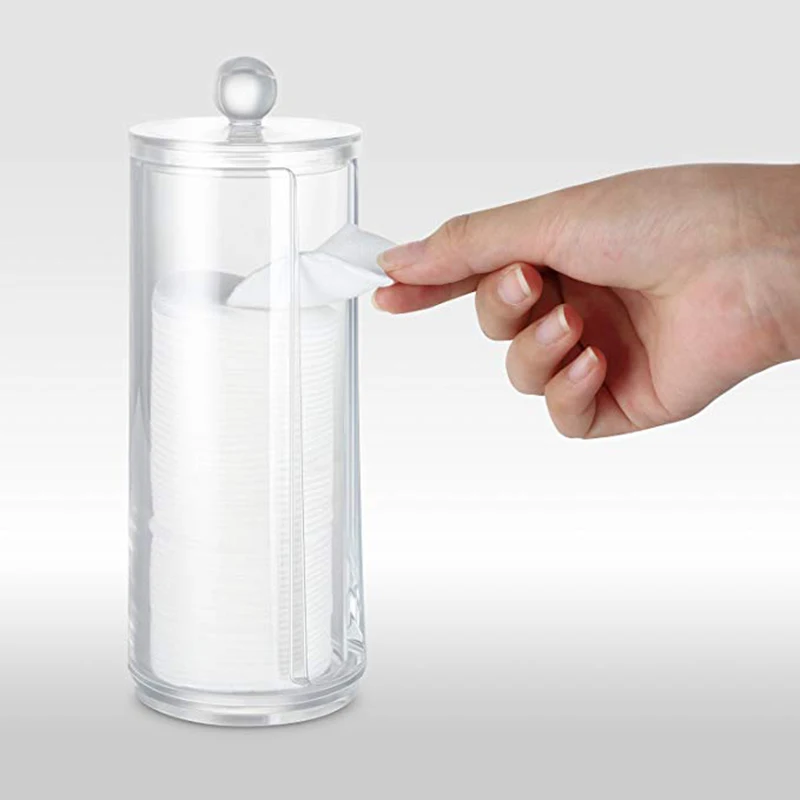 

Прозрачный ватным тампоном Организатор Коробка для хранения косметики контейнер для ванной комнаты круглый пластиковый ящик Портативный ...