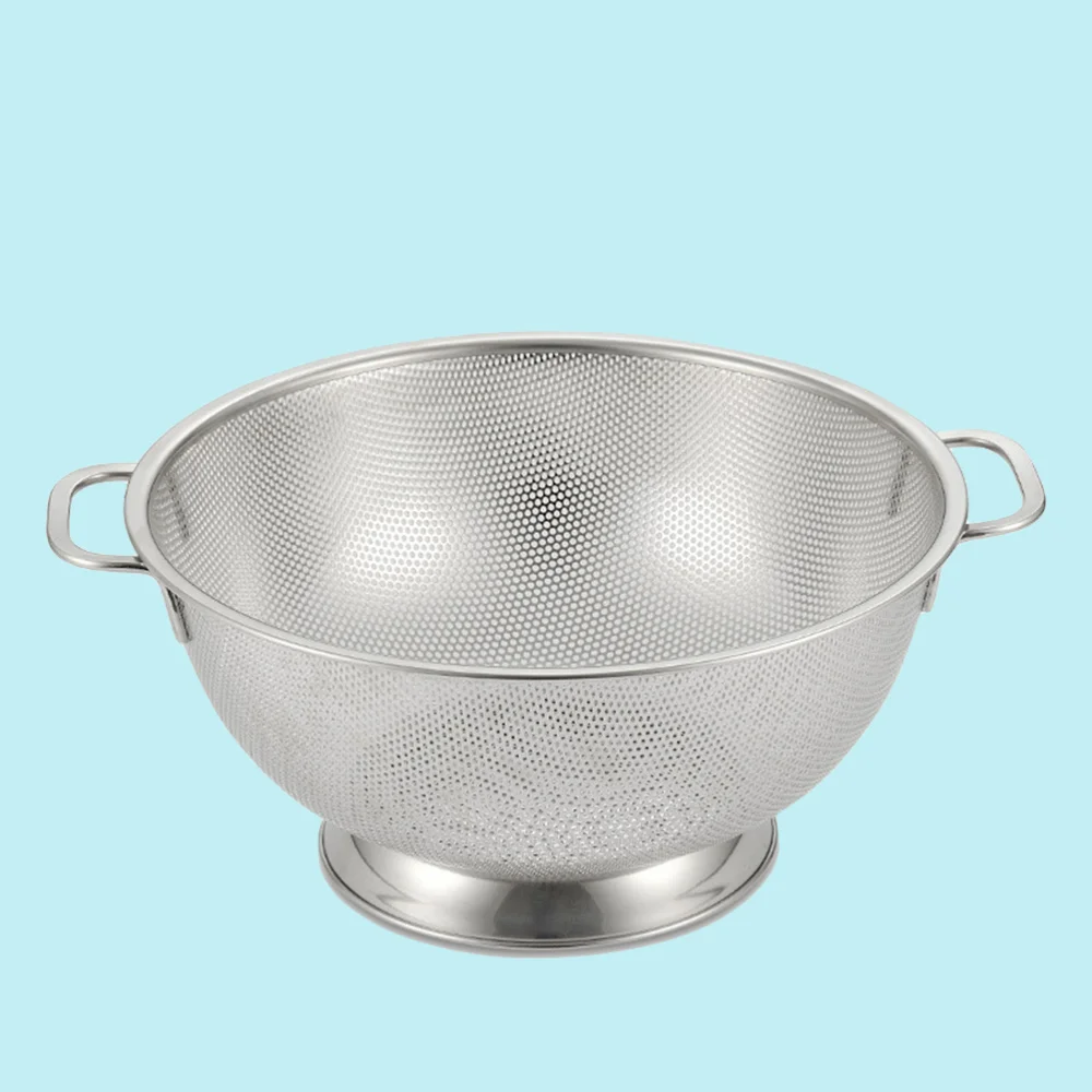 

Stainless Steel Professional Colander Strainer with Heavy Duty Handles and Self-draining Solid Ring Base