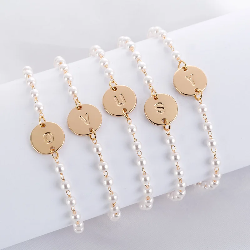 Gold/Steel Color 26 Alphabet Initial Letter Bracelets Bangles for Women Girls Charm Adjustable Chain Charm Party Bileklik Pulsei