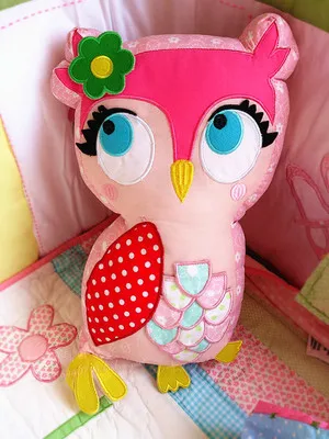 Pink owl Экскаватор постельные принадлежности Подушка вышитая детская Автомобильная подушка животные хлопок мальчик Подушка для спины стерео игрушки Мультяшные подушки - Цвет: Pink owl