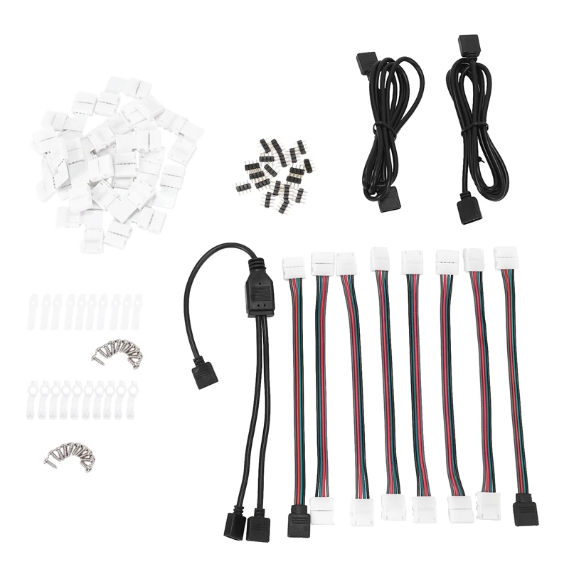 

LED 5050 Connector Kit 10 mm 4-Pin, Including Most Solderless LED Strip Connectors, Provides Most Parts for DIY