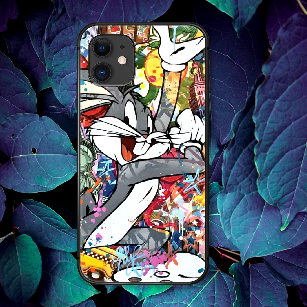 

Bugs Bunny Cute Cartoon Rabbit Phone Case For IPhone 4 4s 5 5S SE 5C 6 6S 7 8 Plus X XS XR 11 12 Mini Pro Max 2020 black Cover