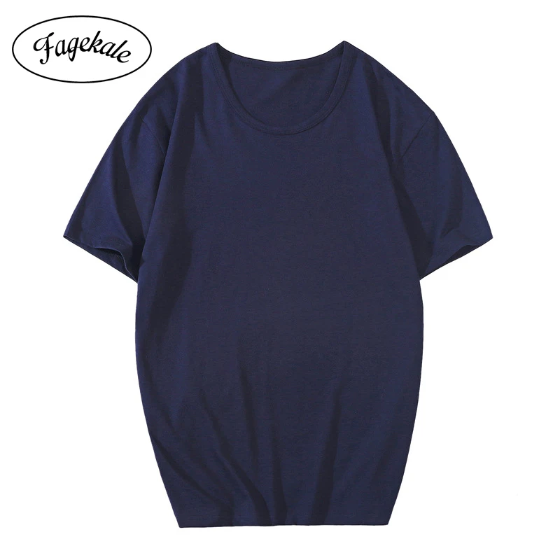 Хлопковая мужская Однотонная футболка с коротким рукавом простая летняя