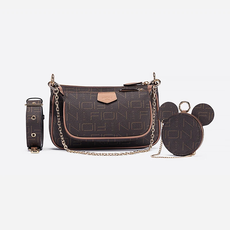 

20 new style old mahjong bag 3-in-1 wide shoulder belt crossbite small bag chain bag 3-piece cover mother bag luxury women's bag