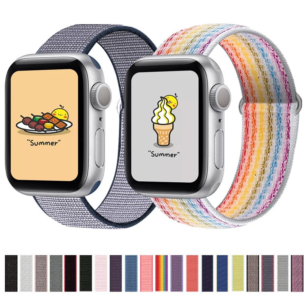

Nylon Strap for Apple watch band 44mm 40mm 42mm 38mm smartwatch wristband belt sport loop bracelet iWatch series 3 4 5 6 se band