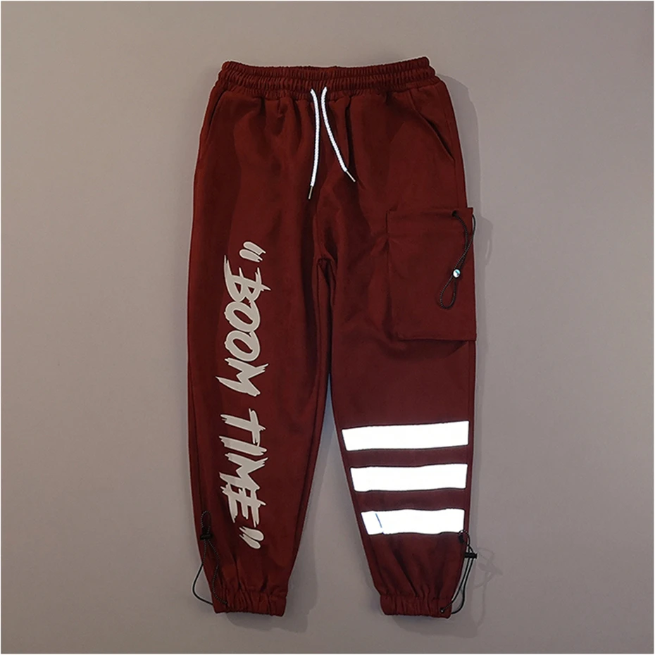 

Hip Hop Reflective Stripes Cargo Joggers Pants 2020 Mens Harajuku Streetwear Vintage Suede Track Pants Harem Trousers WQ265