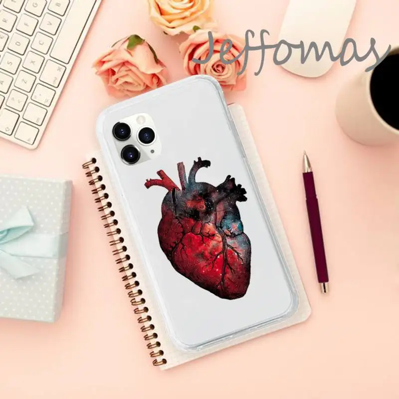 

Creative human heart Phone Case Transparent for iPhone 11 12 mini pro XS MAX 8 7 6 6S Plus X 5S SE 2020 XR