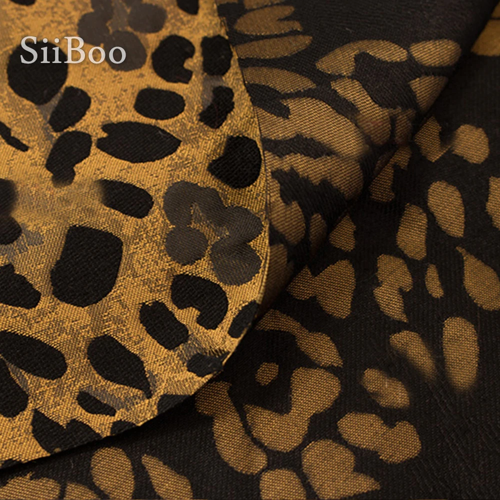 European luxury leopard printed polyester yarn dyed jacquard fabric for winter windbreaker dress tecido telas por metro SP5880 | Дом и сад