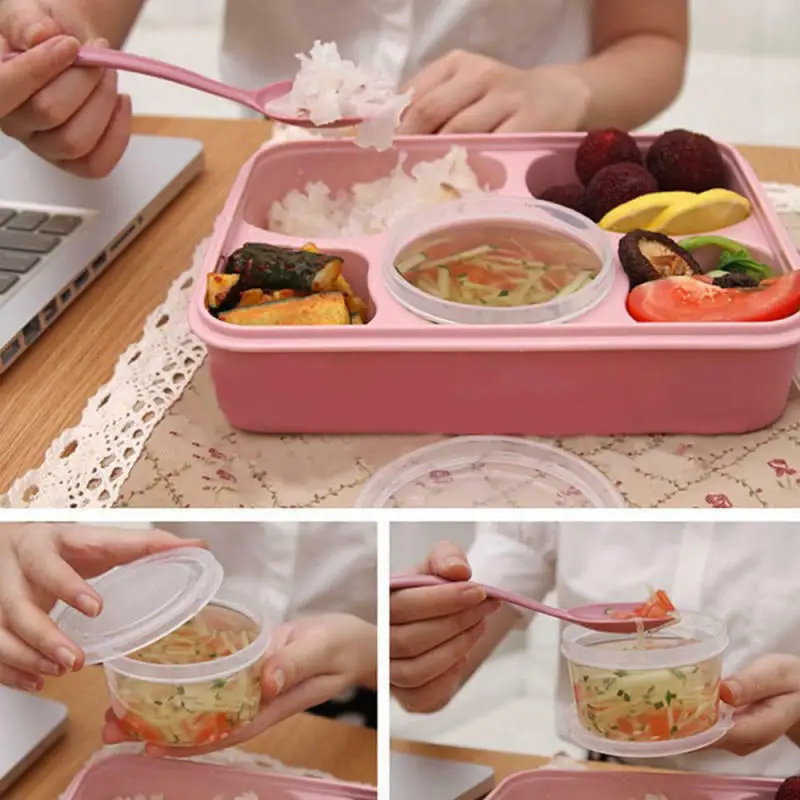 5 сеточная микроволновая печь Bento Ланч-бокс BPA бесплатно Ланч-бокс для детей с отсеком герметичный контейнер для еды ланчбокс для пикника