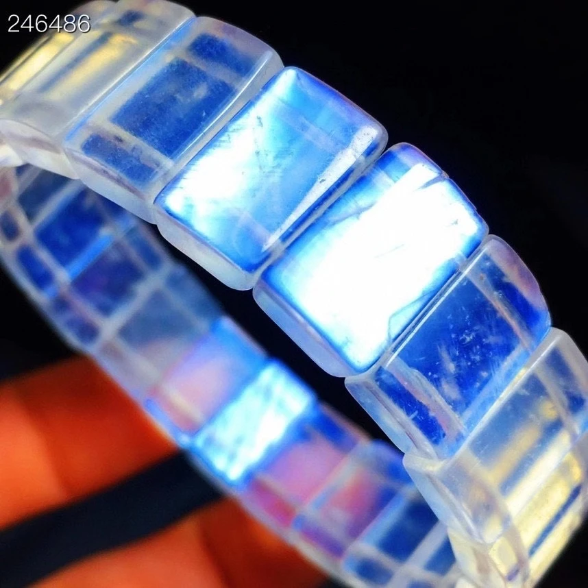 Натуральный лунный камень голубой светильник кристалл круглые бусины браслет 14