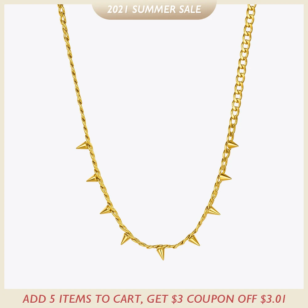 Женское ожерелье с подвеской ENFASHION панк шипы цепочка из нержавеющей стали