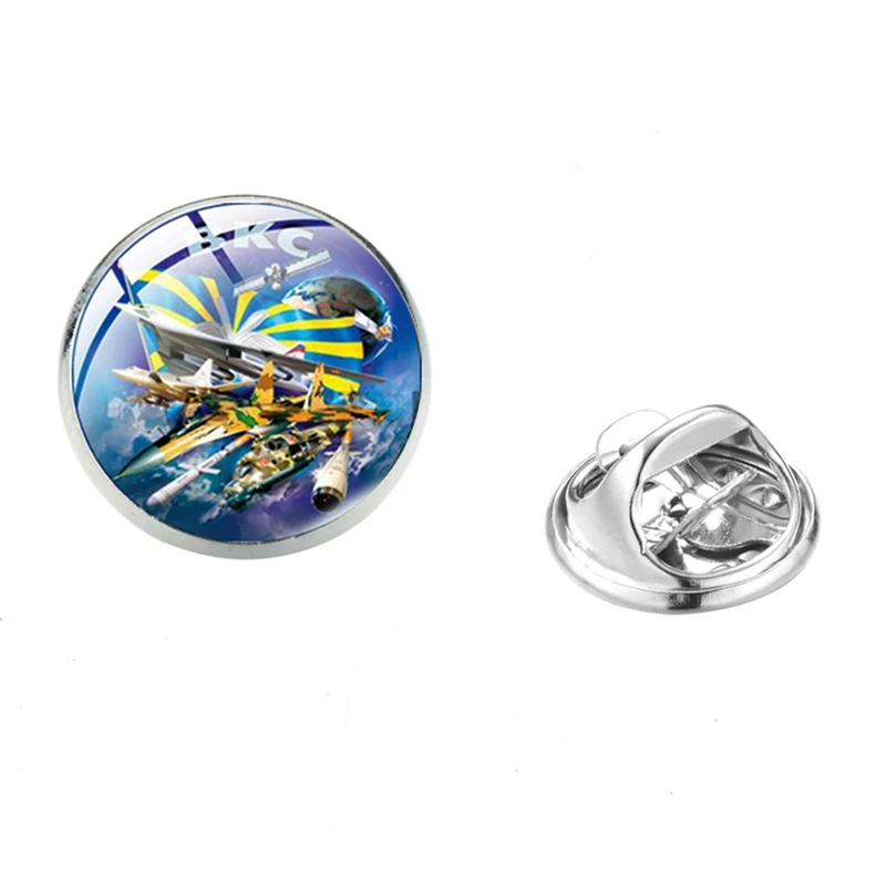 Мужская брошь из нержавеющей стали с кабошоном и стеклянным узором - купить по