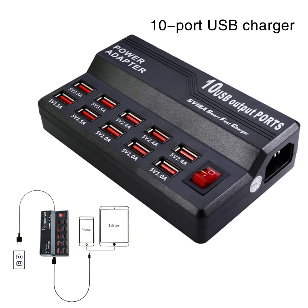 10 USB порт зарядная станция 12A 60 Вт быстрое зарядное устройство для iPhone 7 5 5S 6 6S Plus Ipad LG samsung huawei Nexus AC в DC адаптер