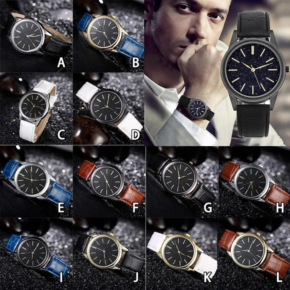 

Men's watch Fashion Wild Belt Watch Belt luminous calendar watch Popular Men's Casual Net With Stars Decoration men watch @3