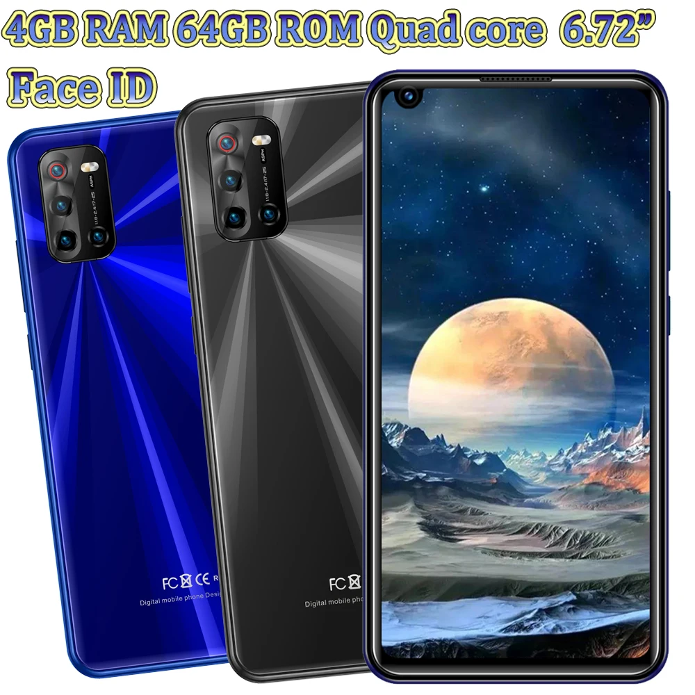 

Face ID 5e Front/Back Camera Quad Core Global Smartphones 4G RAM+64G ROM Android 8MP+13MP 6.72" Mobile Phones Celulares Unlocked